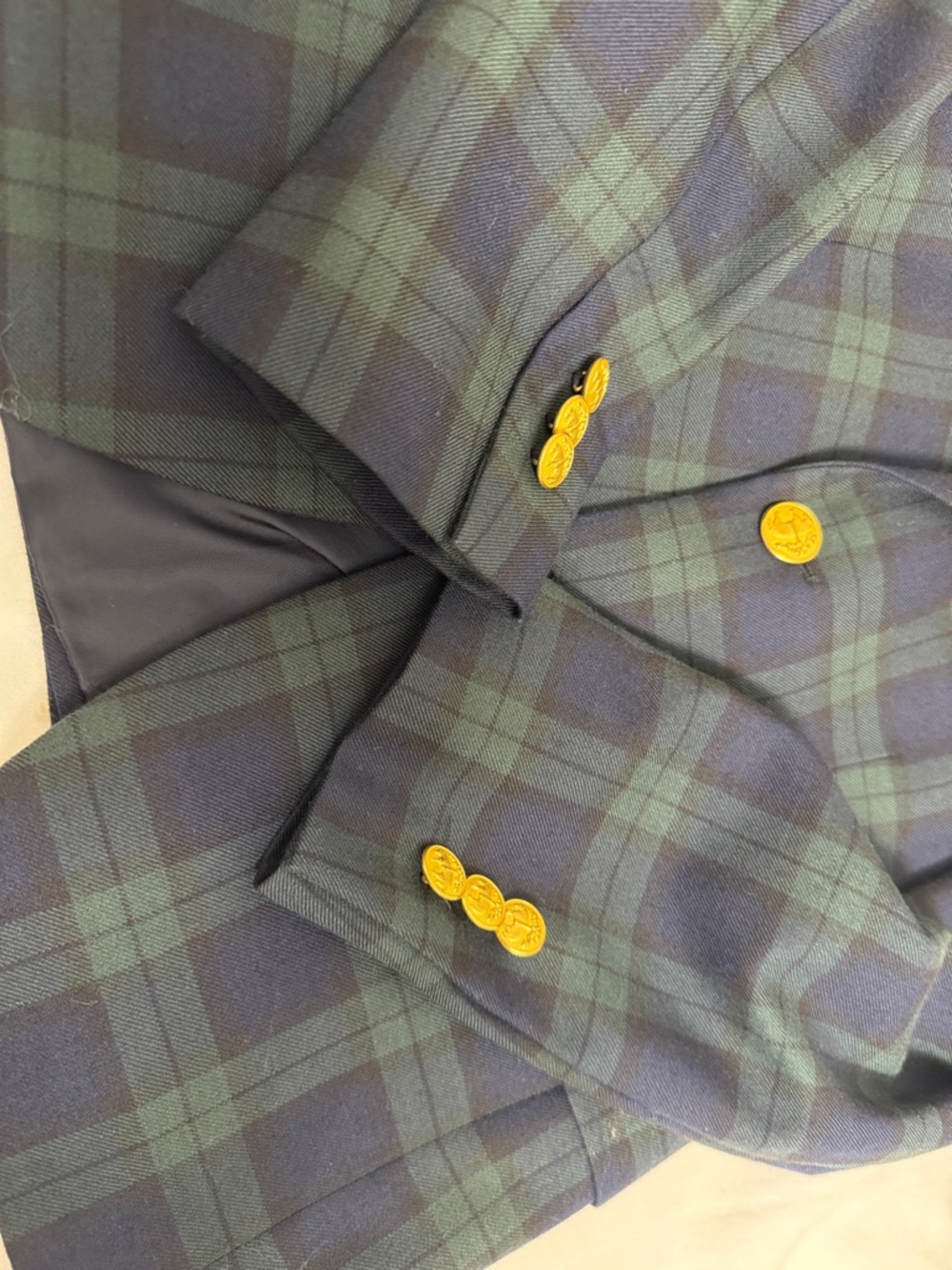 Brooks Brothers Boys Classic Navy Blue/Green Blazer with Gold Buttons, Size 8. - Picture 9 of 17
